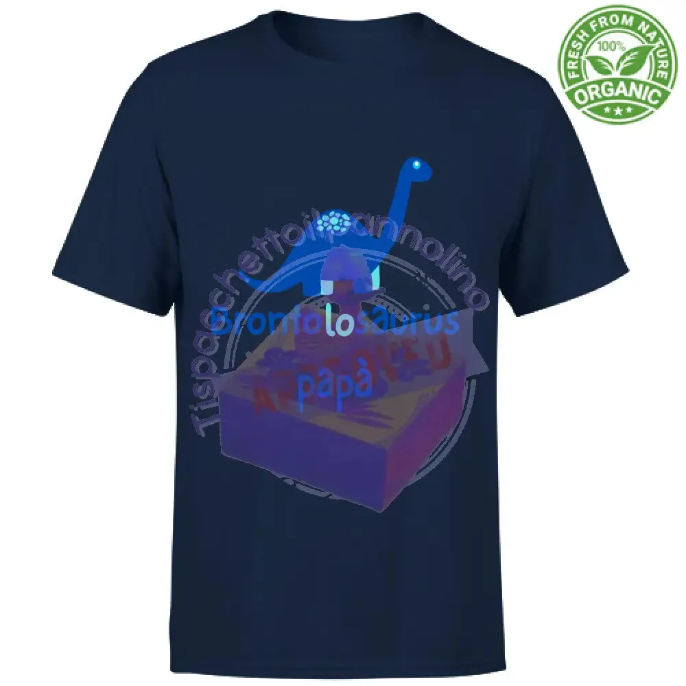 T-Shirt Unisex Organic brontolosauro papà t-shirt dinosauro blu