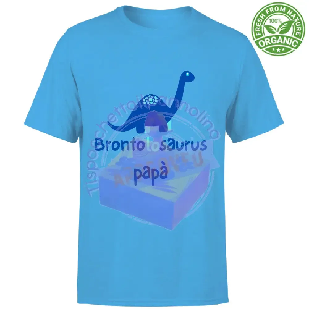 T-Shirt Unisex Organic brontolosauro papà t-shirt dinosauro blu