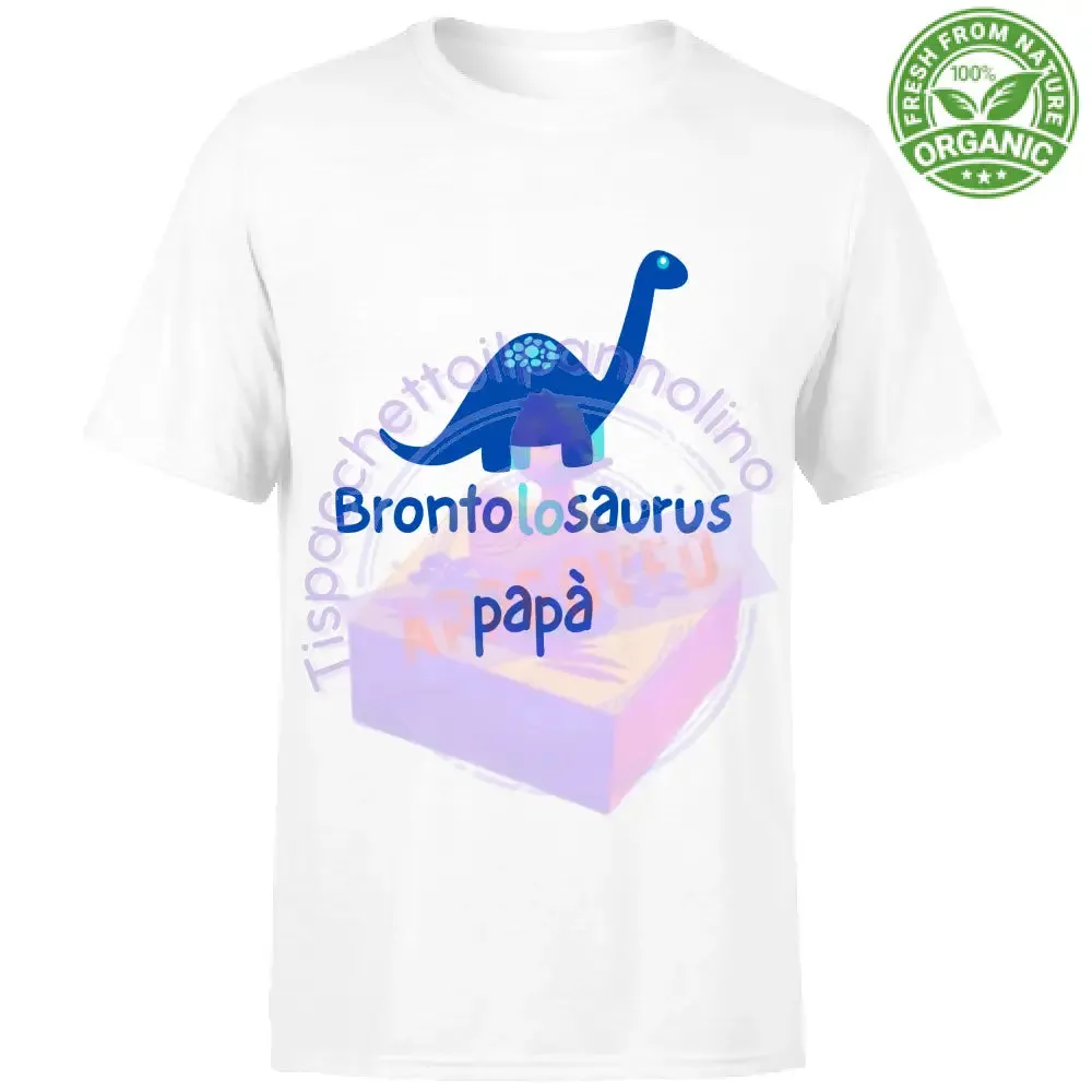 T-Shirt Unisex Organic brontolosauro papà t-shirt dinosauro blu