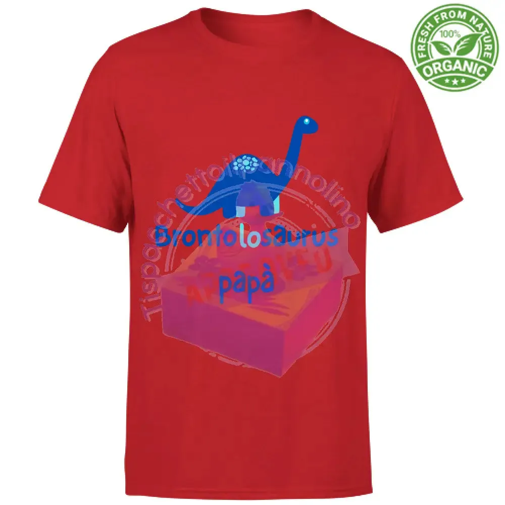 T-Shirt Unisex Organic brontolosauro papà t-shirt dinosauro blu