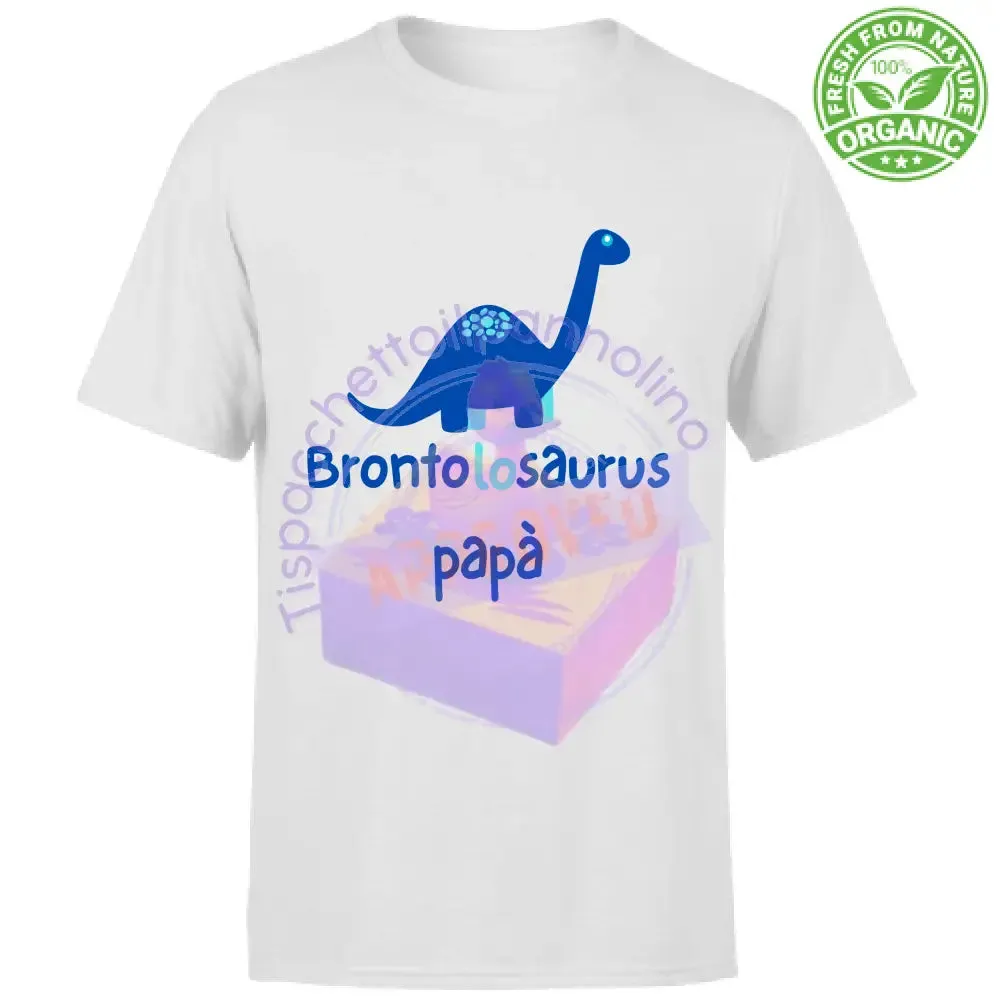 T-Shirt Unisex Organic brontolosauro papà t-shirt dinosauro blu