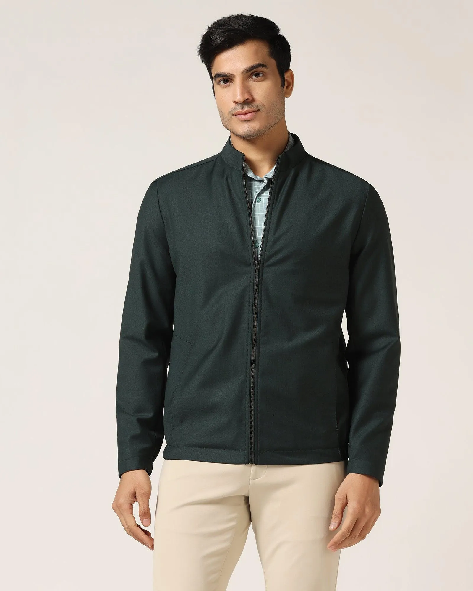 TechPro Green Solid Zipper Jacket - Zeno