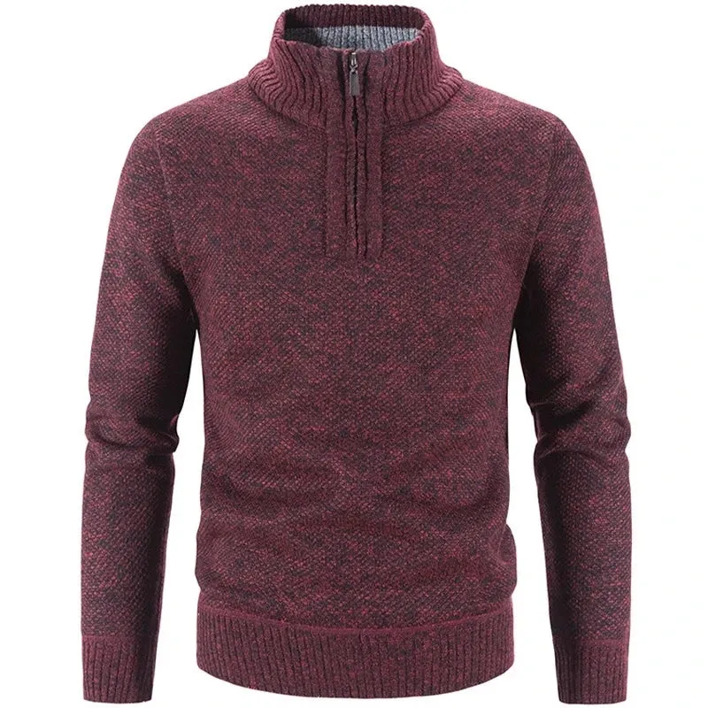 TEEK - Mens Fleece Half Zipper Turtleneck Pullover Sweater