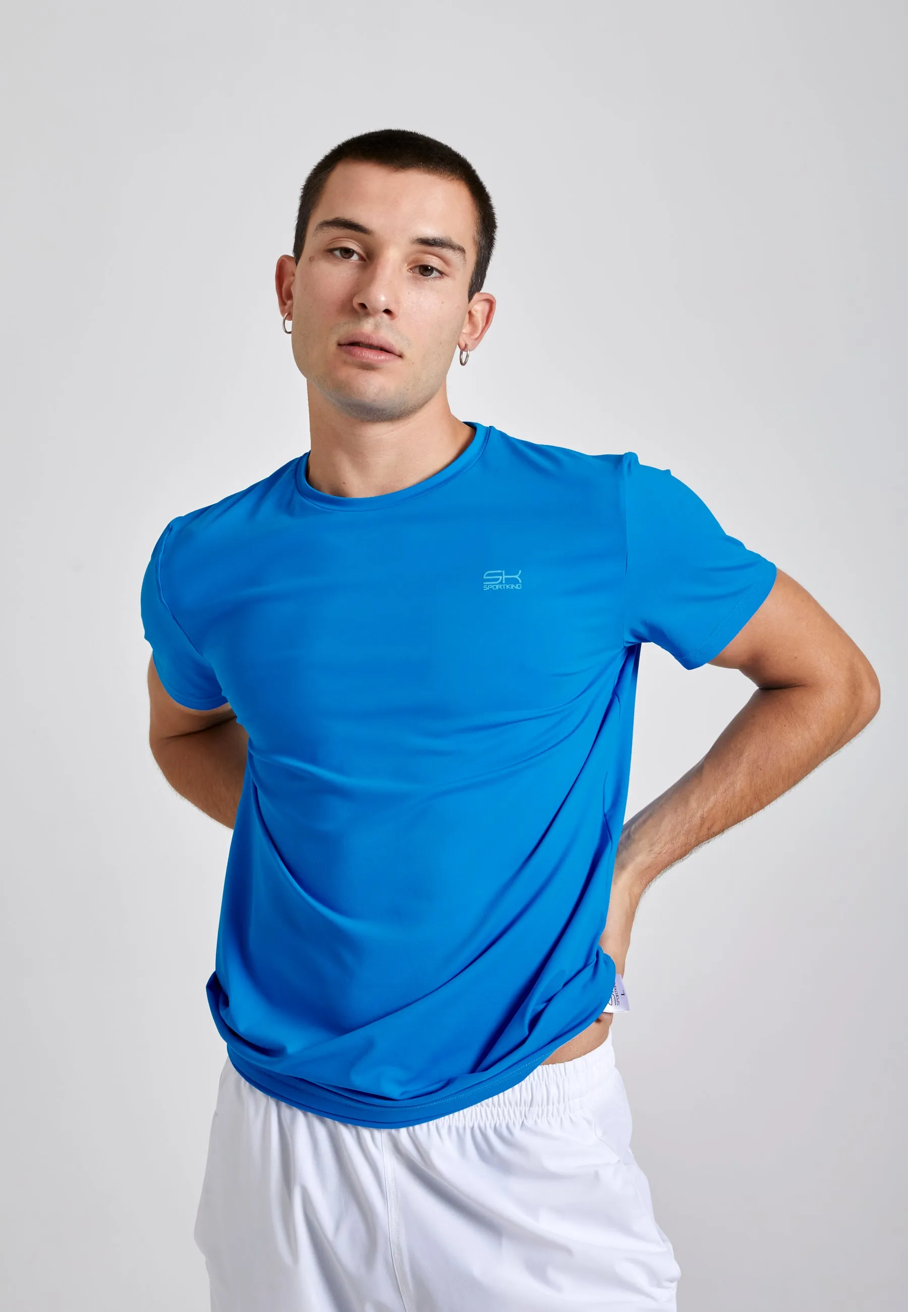 Tennis T-shirt round neck, cyan blue