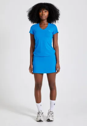 Tennis T-Shirt V-Neck Ladies &amp; Girls, cyan blue