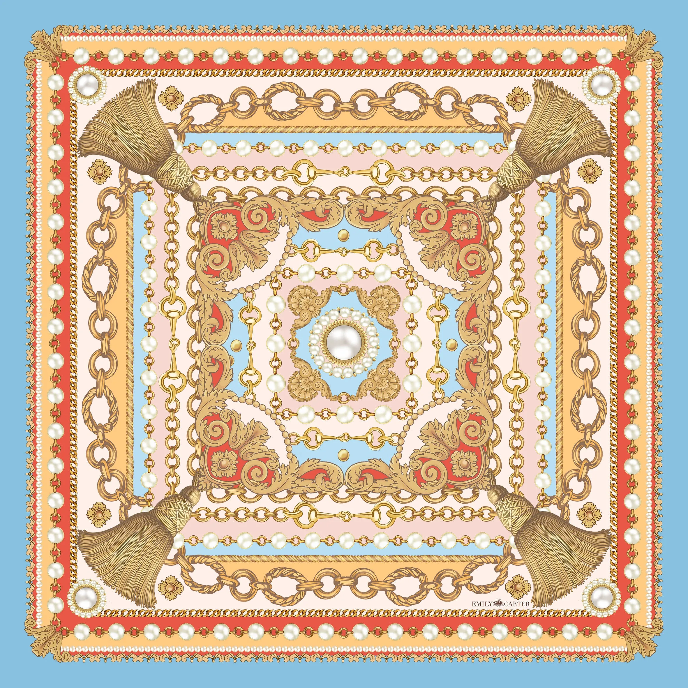 The Jewelled Baroque Silk Neckerchief | 45x45cm