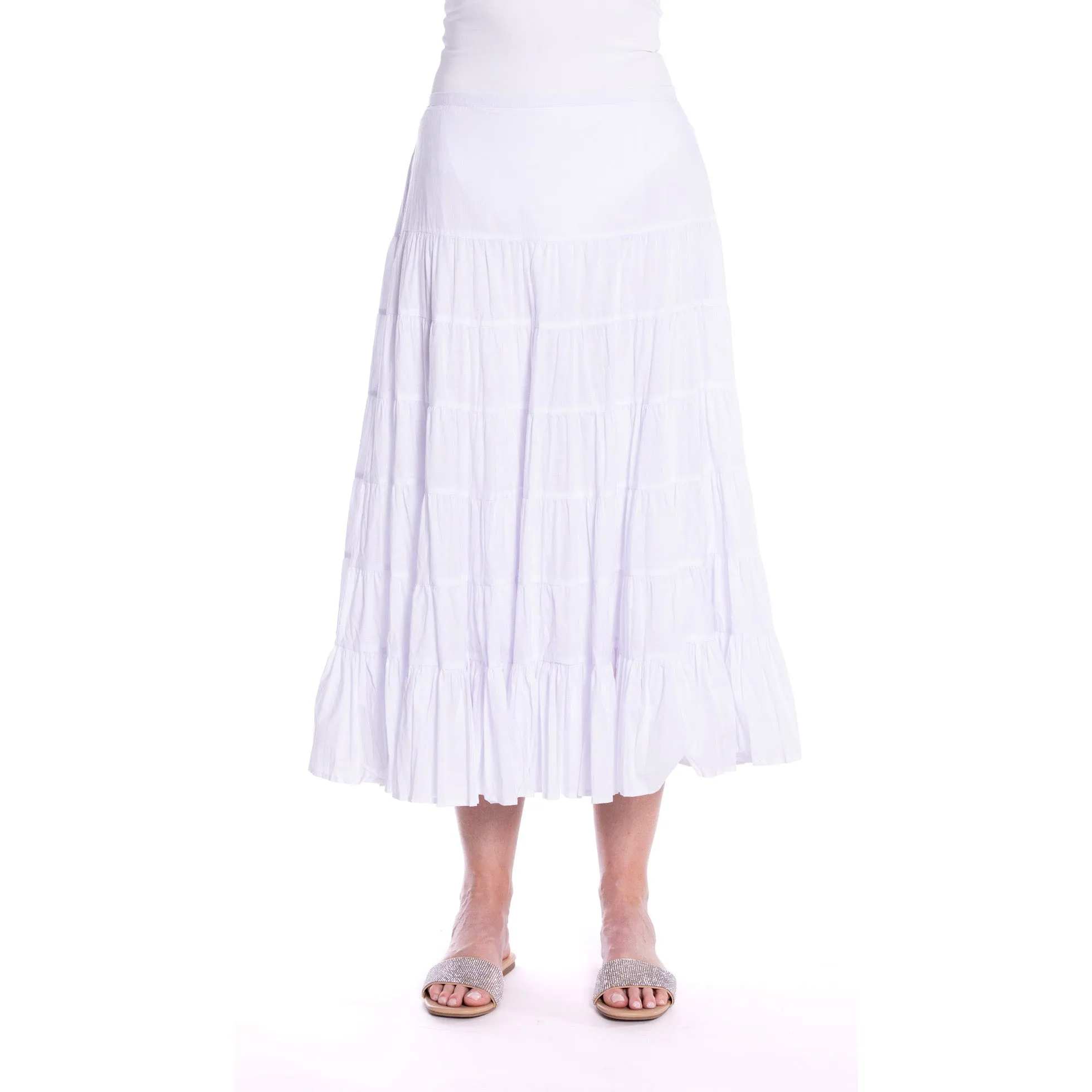 Tiered Skirt by Café  Latte - White