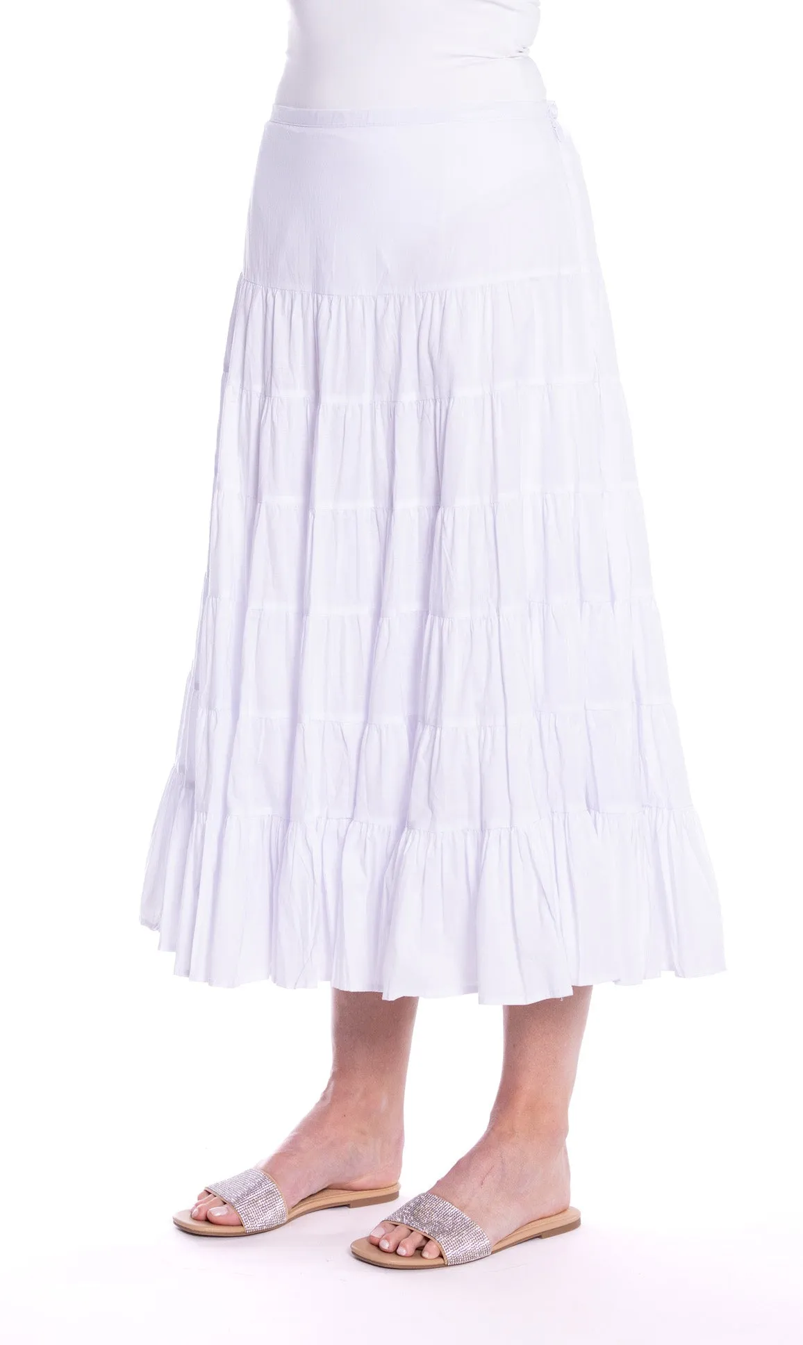 Tiered Skirt by Café  Latte - White