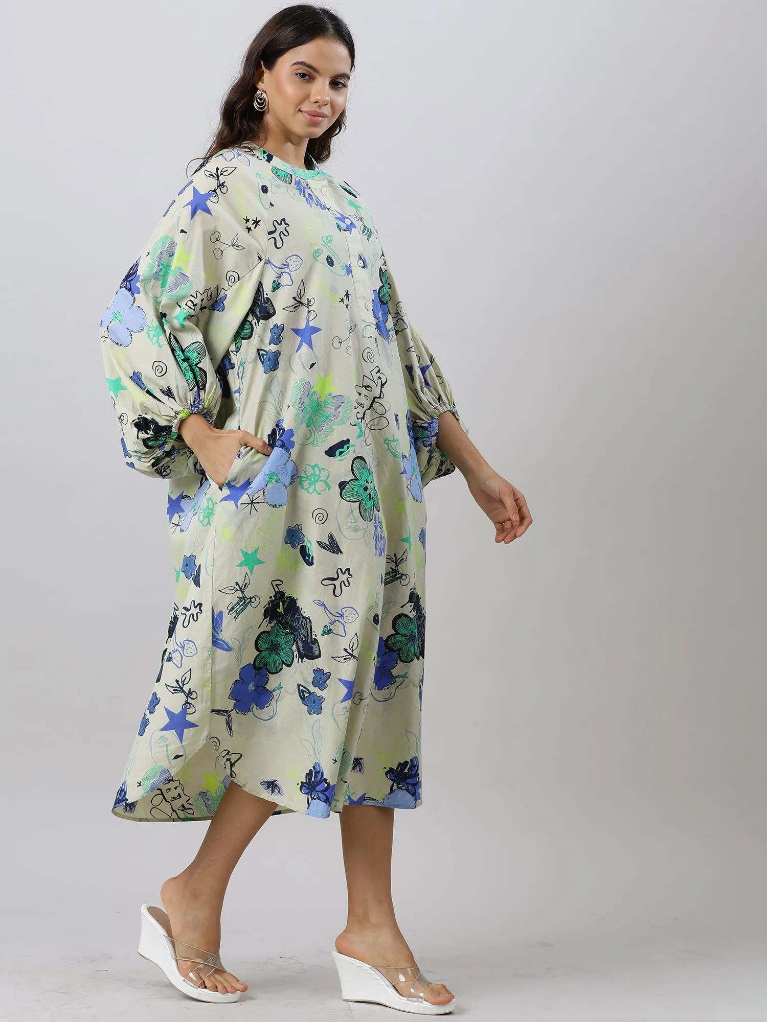 Trendy Floral Cotton Dress