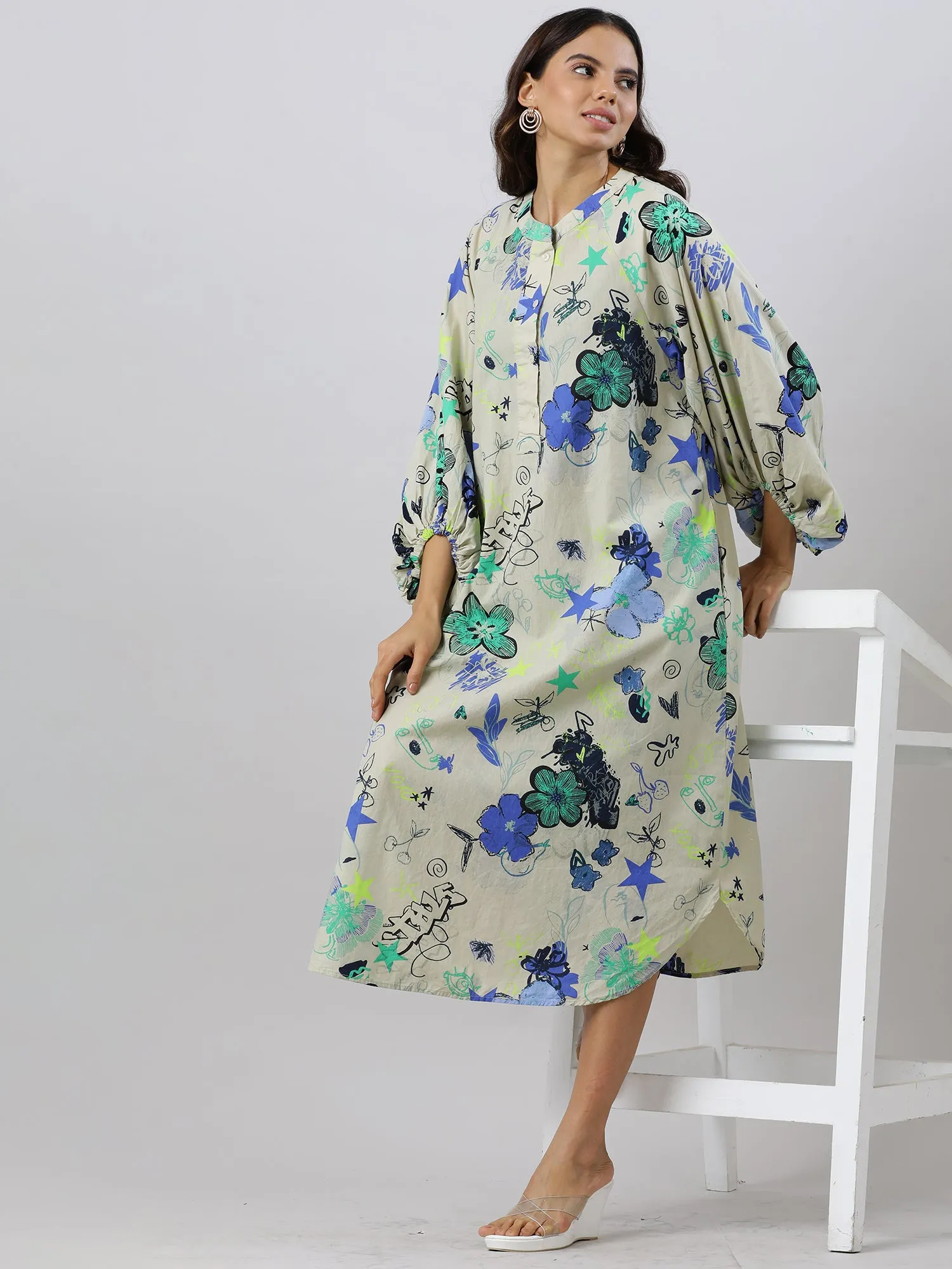 Trendy Floral Cotton Dress