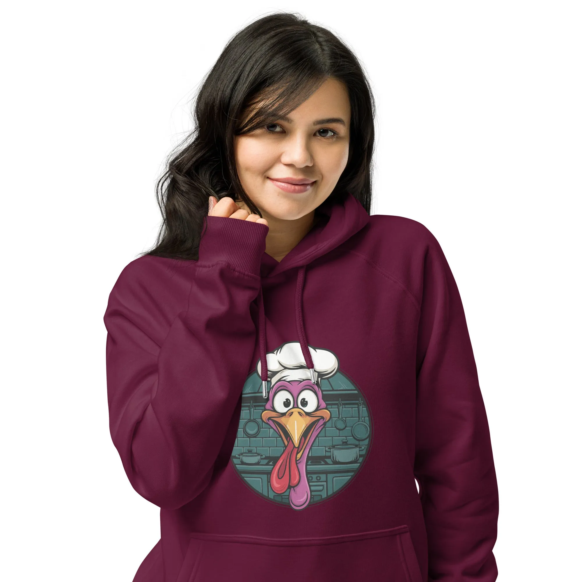 Turkey Head Graphic Women Eco Raglan Hoodie