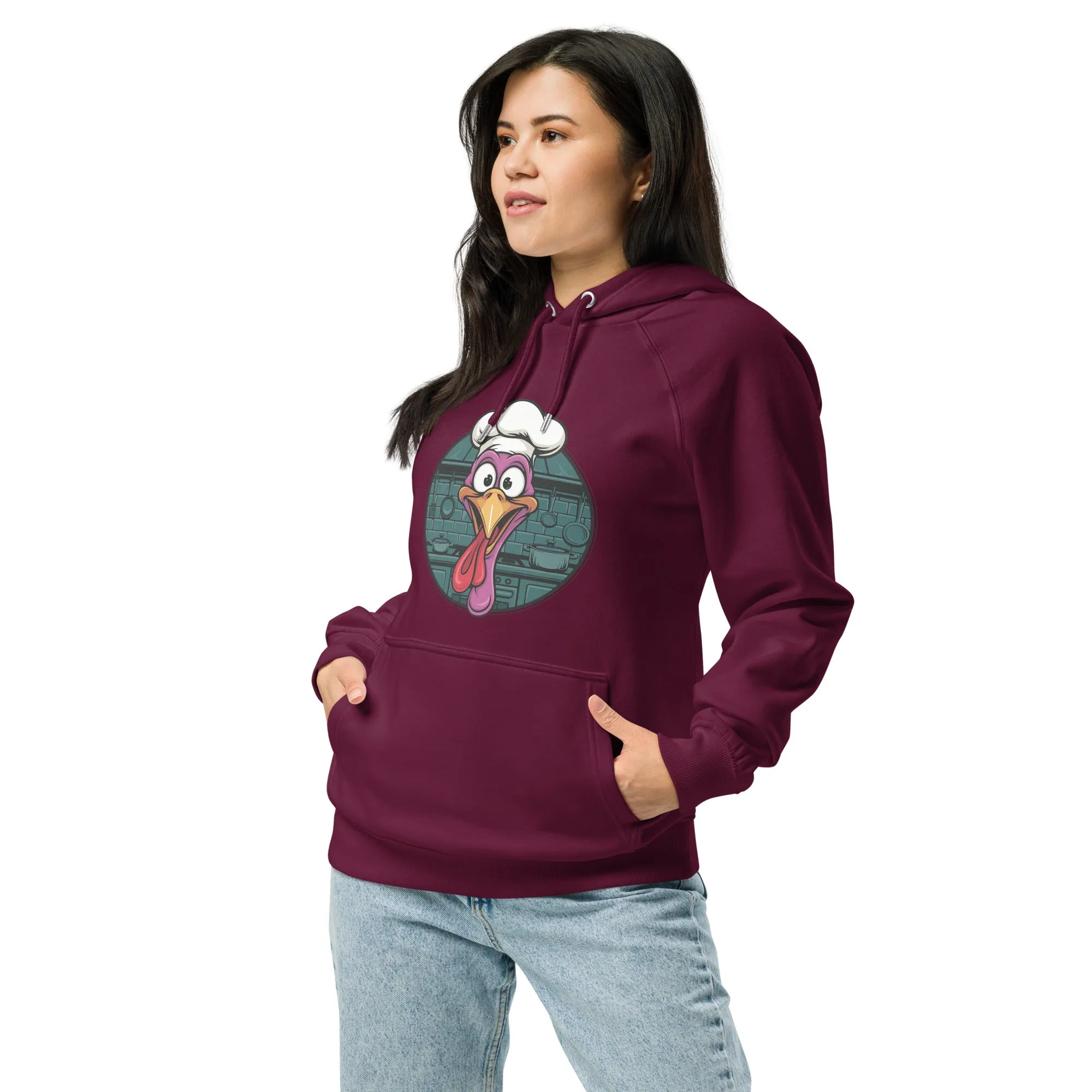 Turkey Head Graphic Women Eco Raglan Hoodie