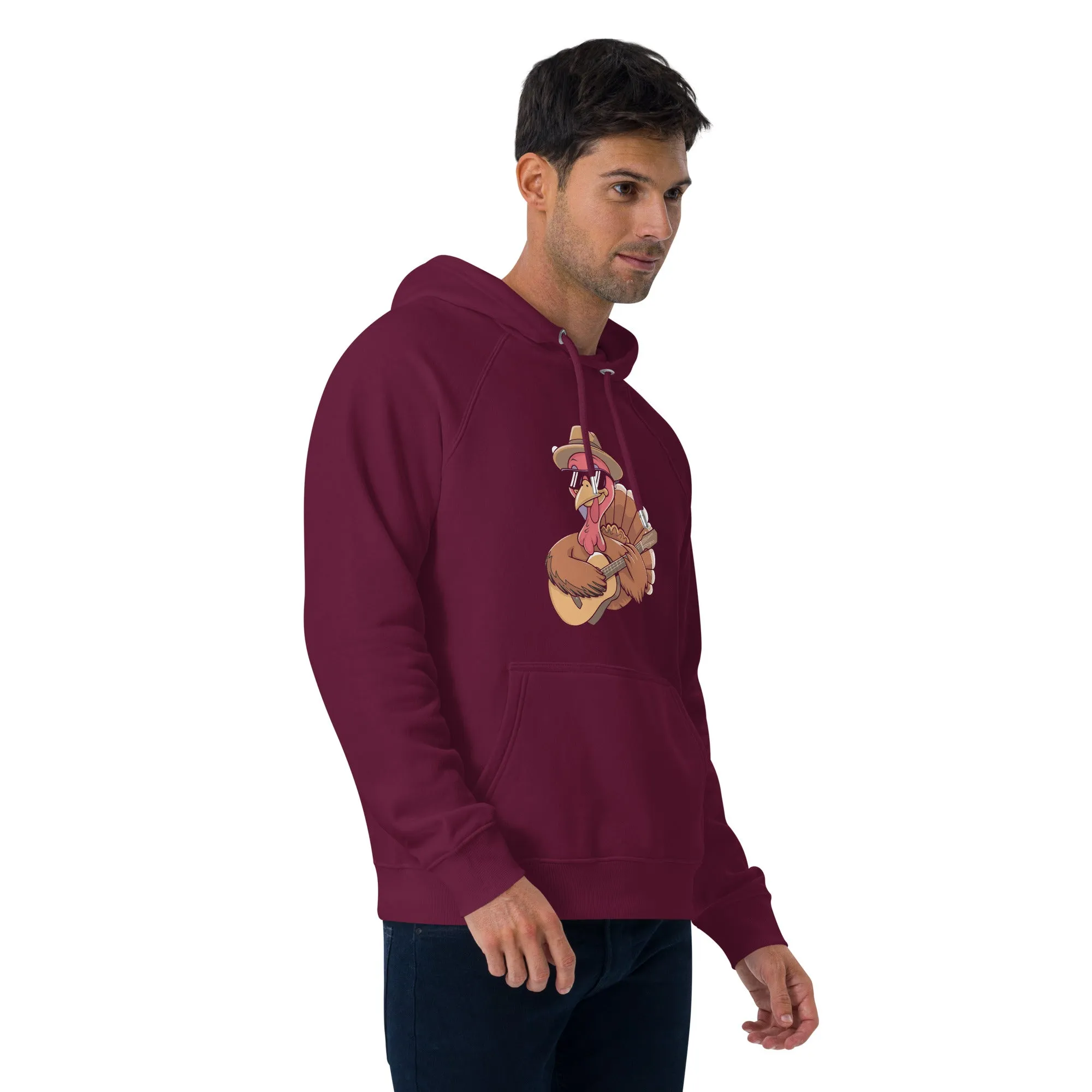 Turkey With Glasses Graphic Men Eco Raglan Hoodie