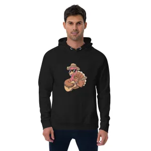 Turkey With Glasses Graphic Men Eco Raglan Hoodie