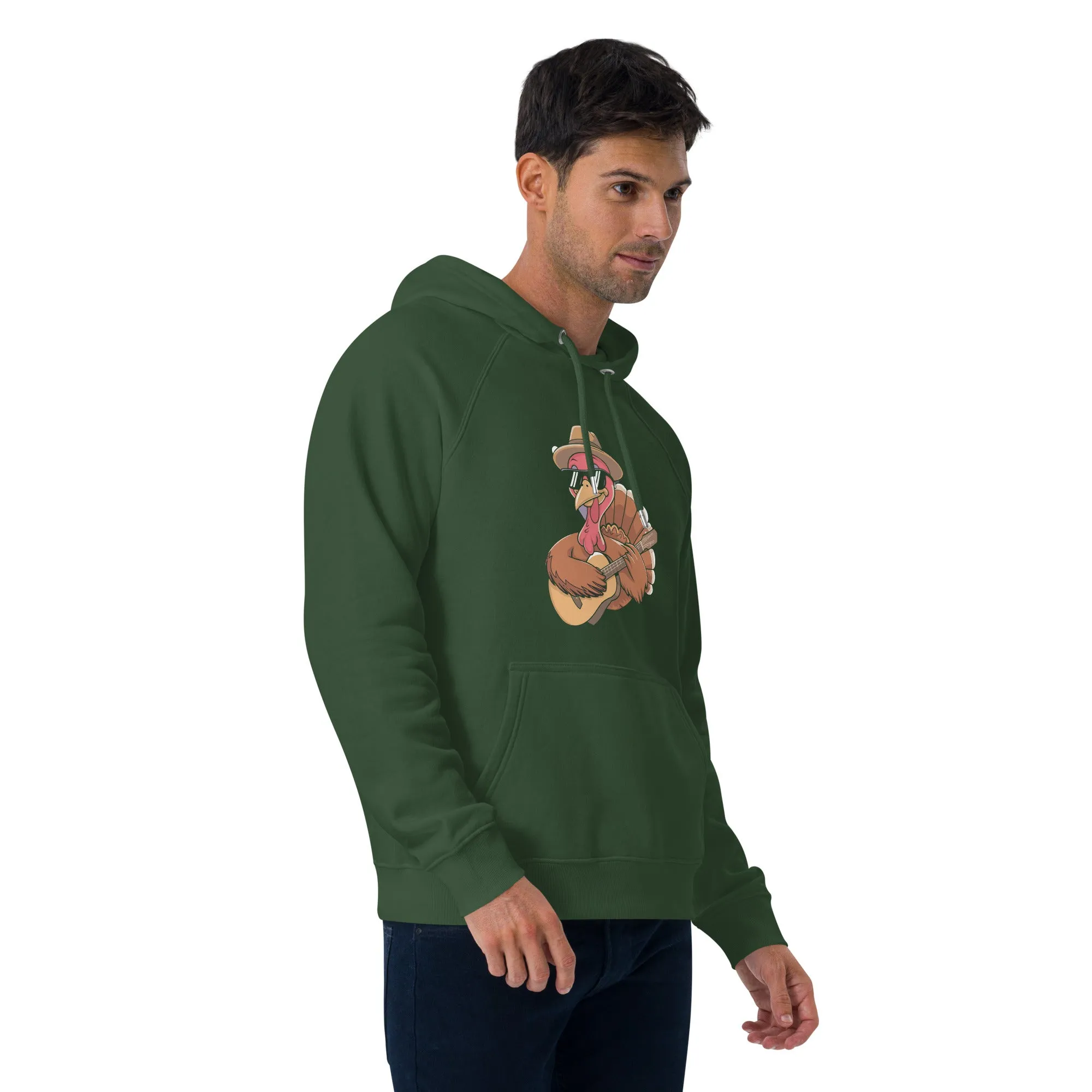 Turkey With Glasses Graphic Men Eco Raglan Hoodie