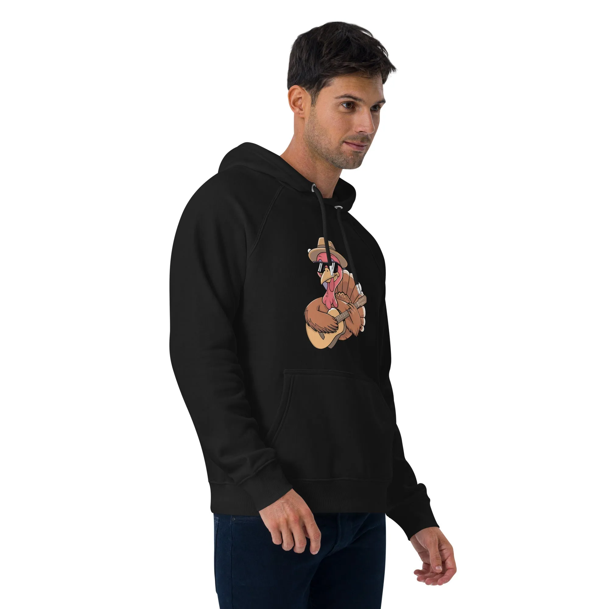 Turkey With Glasses Graphic Men Eco Raglan Hoodie