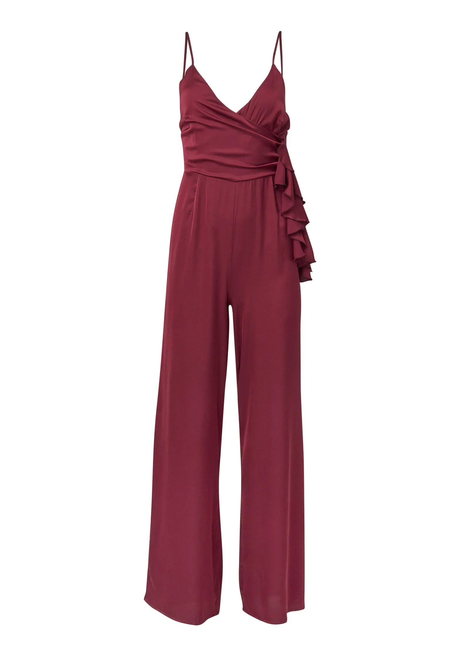 V-Neck Jumpsuit - Dark Red