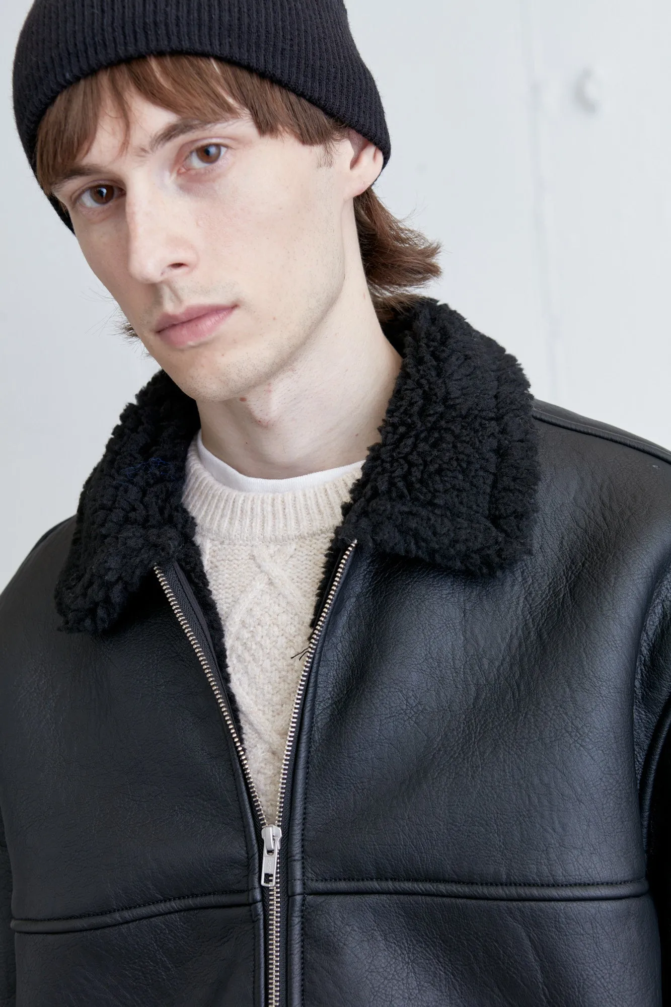 VEGAN LEATHER SHERPA JACKET