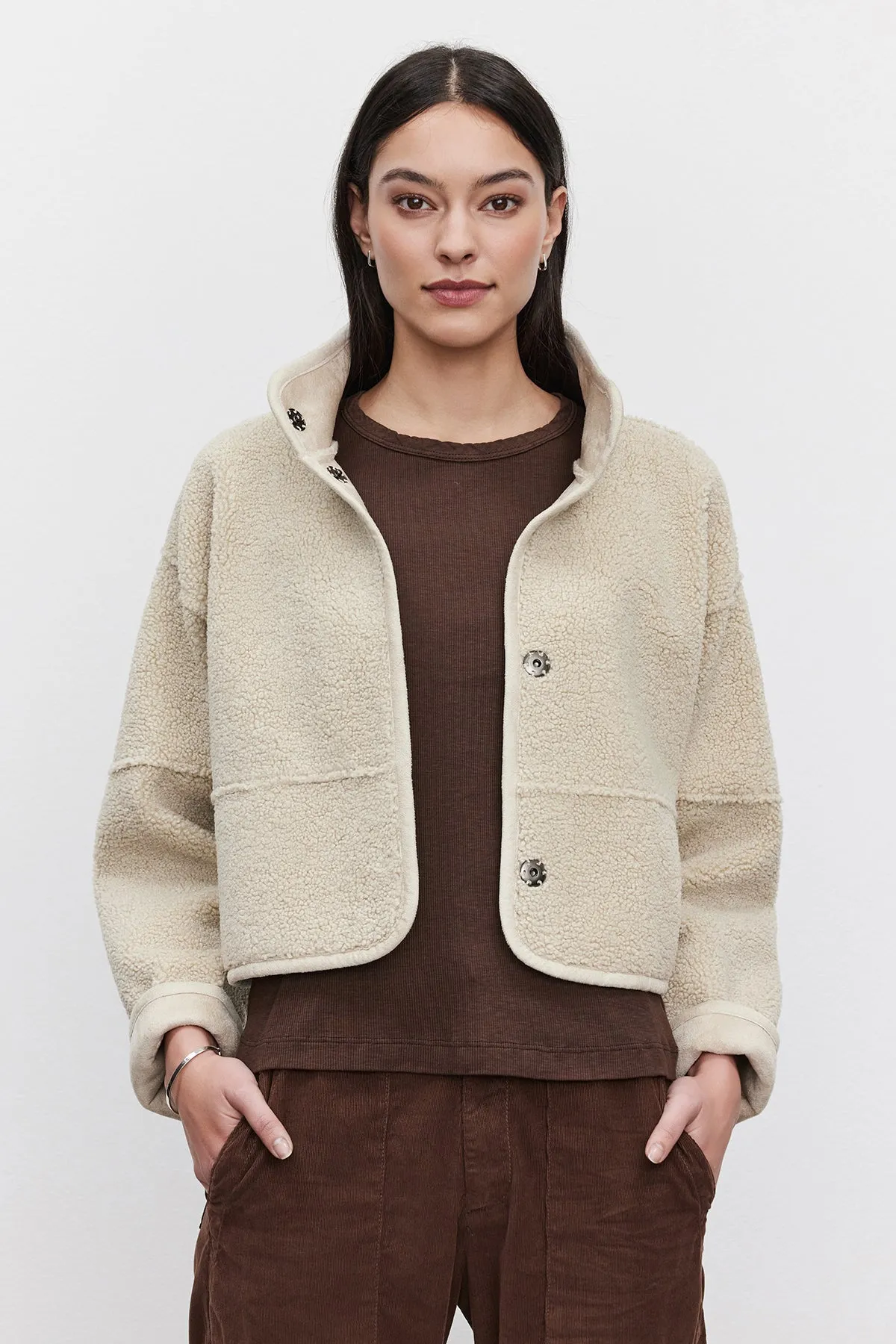 Velvet by Graham & Spencer Kelly 06 Luxe Sherpa Reversible Jacket | Ecru