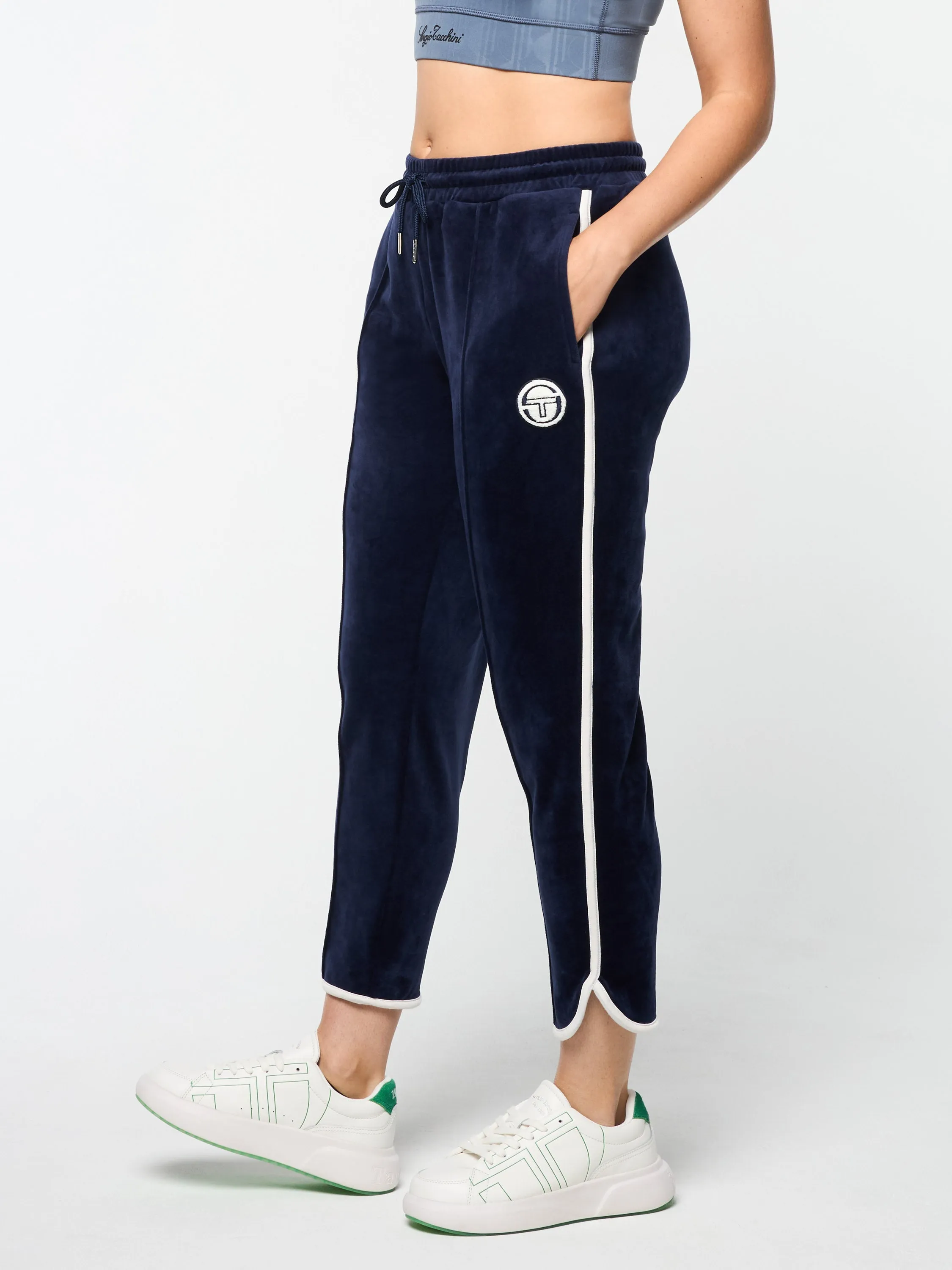 Veneto 3/4 Velour Track Pant- Maritime Blue