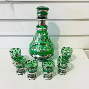 Vintage Czech Glass Decanter Set