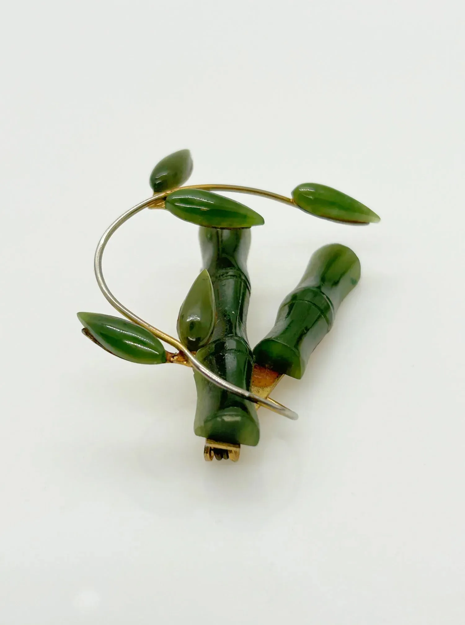 Vintage Jade Green Bamboo Brooch