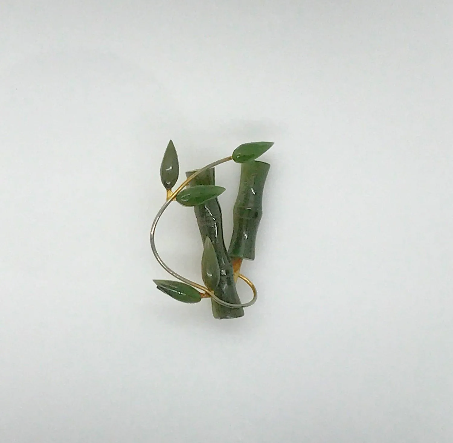 Vintage Jade Green Bamboo Brooch