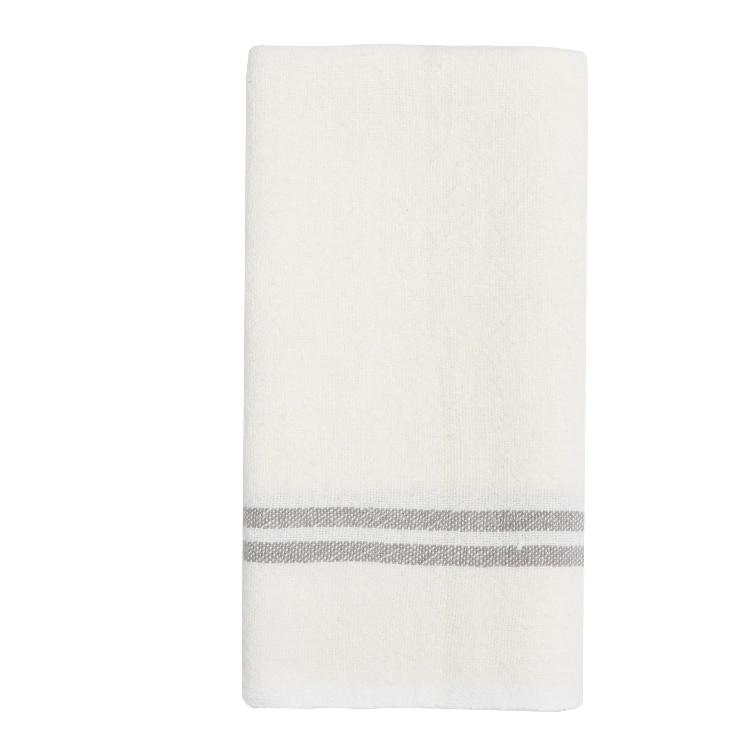 Vintage Linen Kitchen Towels Ivory & Grey, Set of 2