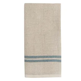 Vintage Linen Kitchen Towels Natural & Blue, Set of 2