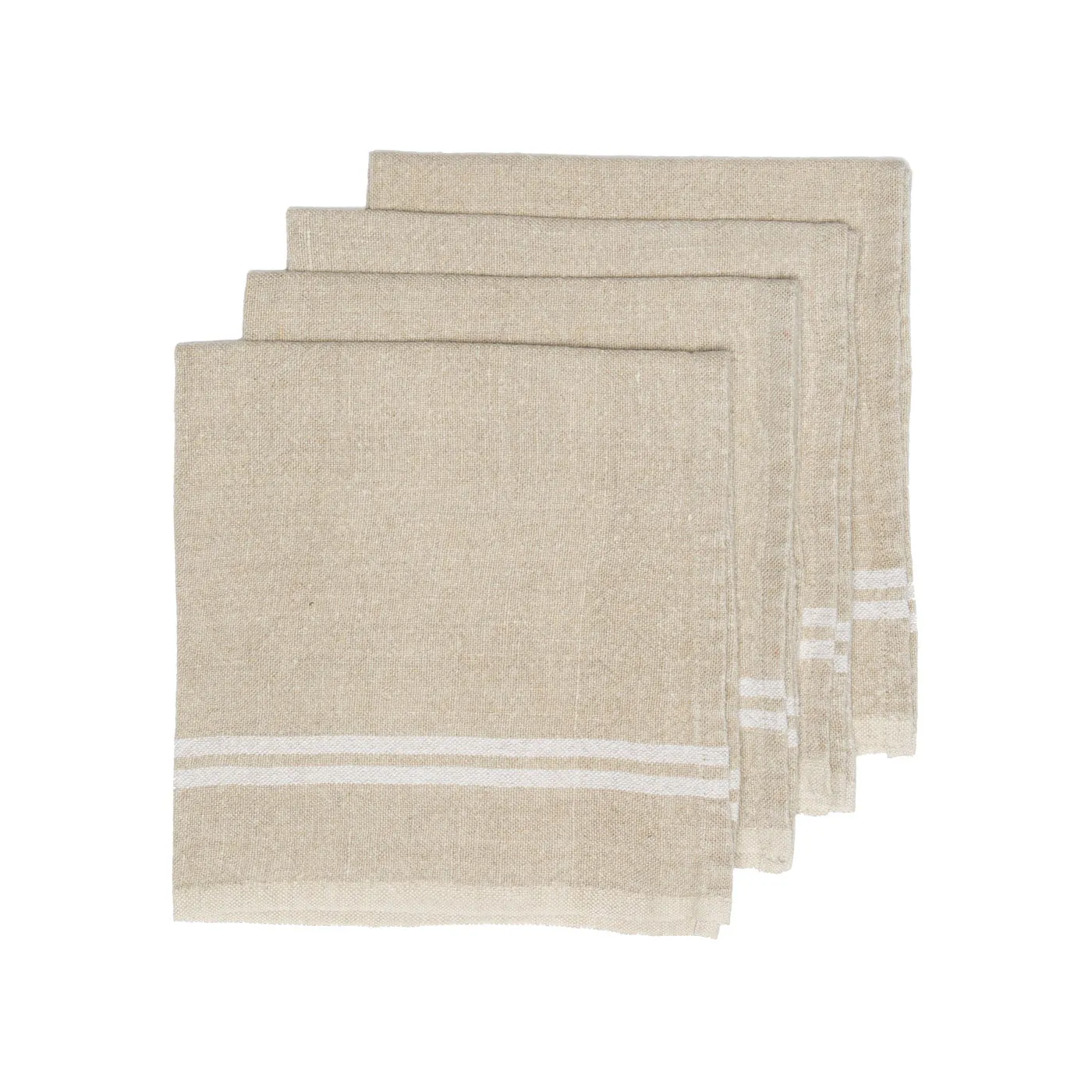 Vintage Linen Napkins Natural & Ivory, Set of 4