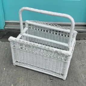 Vintage Painted Wicker Magazine Holder