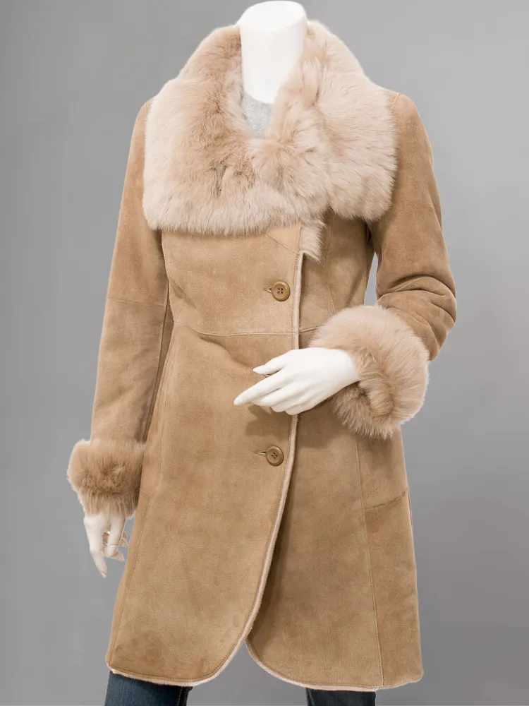 Women’s Beige Toscana Shearling Coat