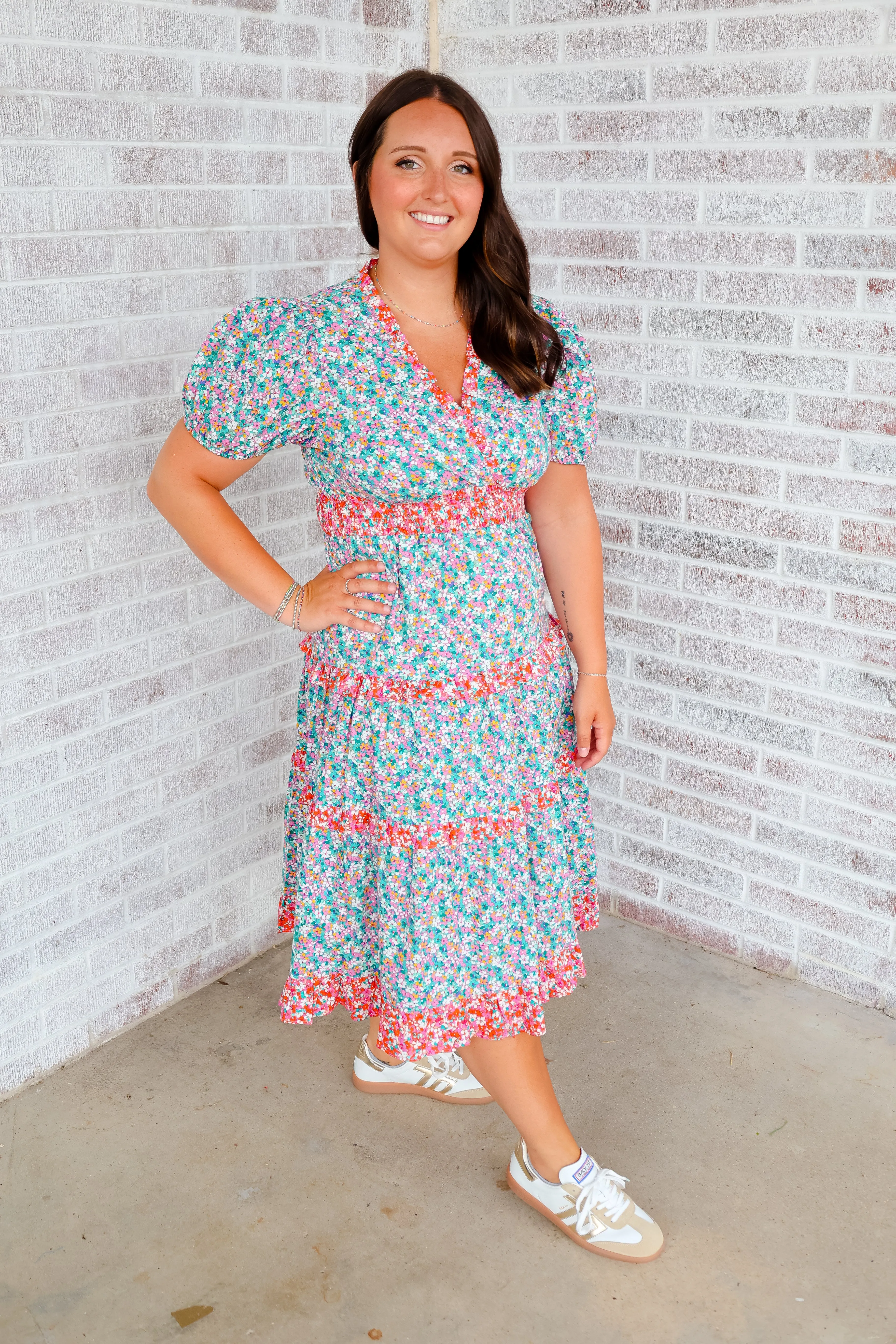 Wondering Why Floral Print Tiered Midi Dress