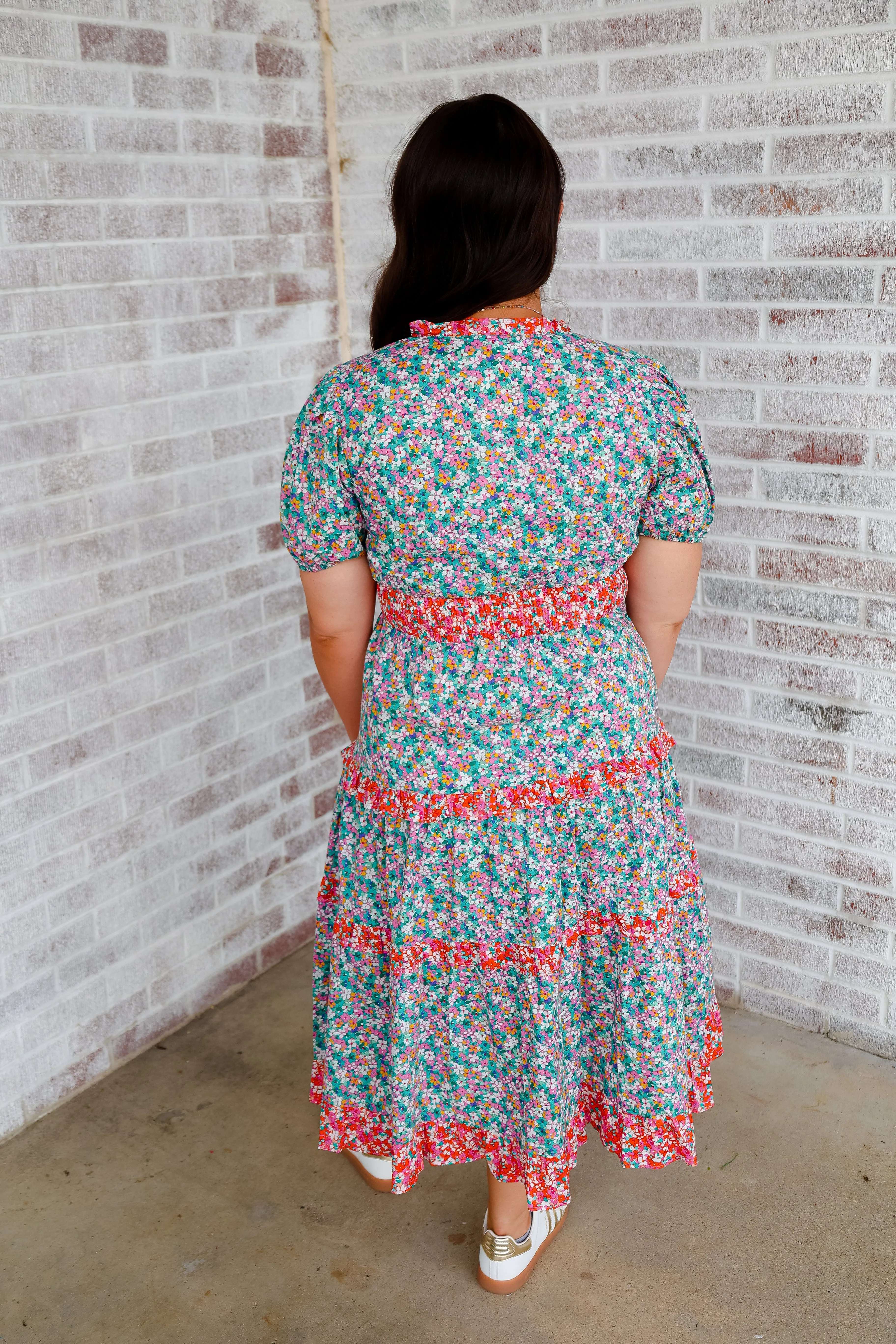 Wondering Why Floral Print Tiered Midi Dress