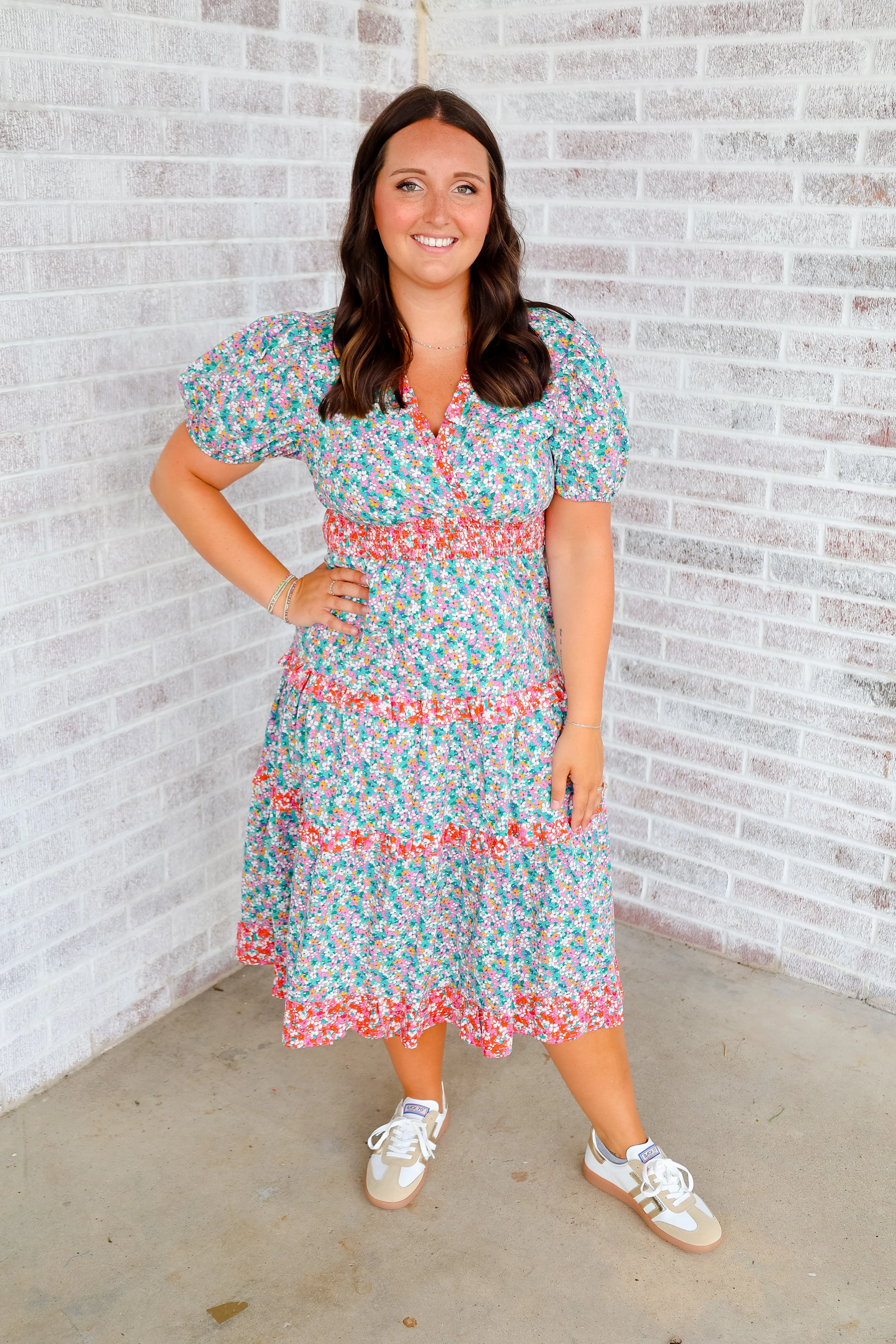 Wondering Why Floral Print Tiered Midi Dress