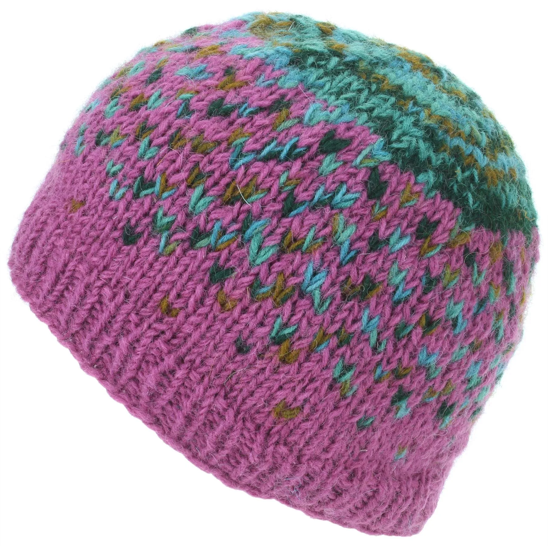 Wool Knit Beanie Hat - Magenta