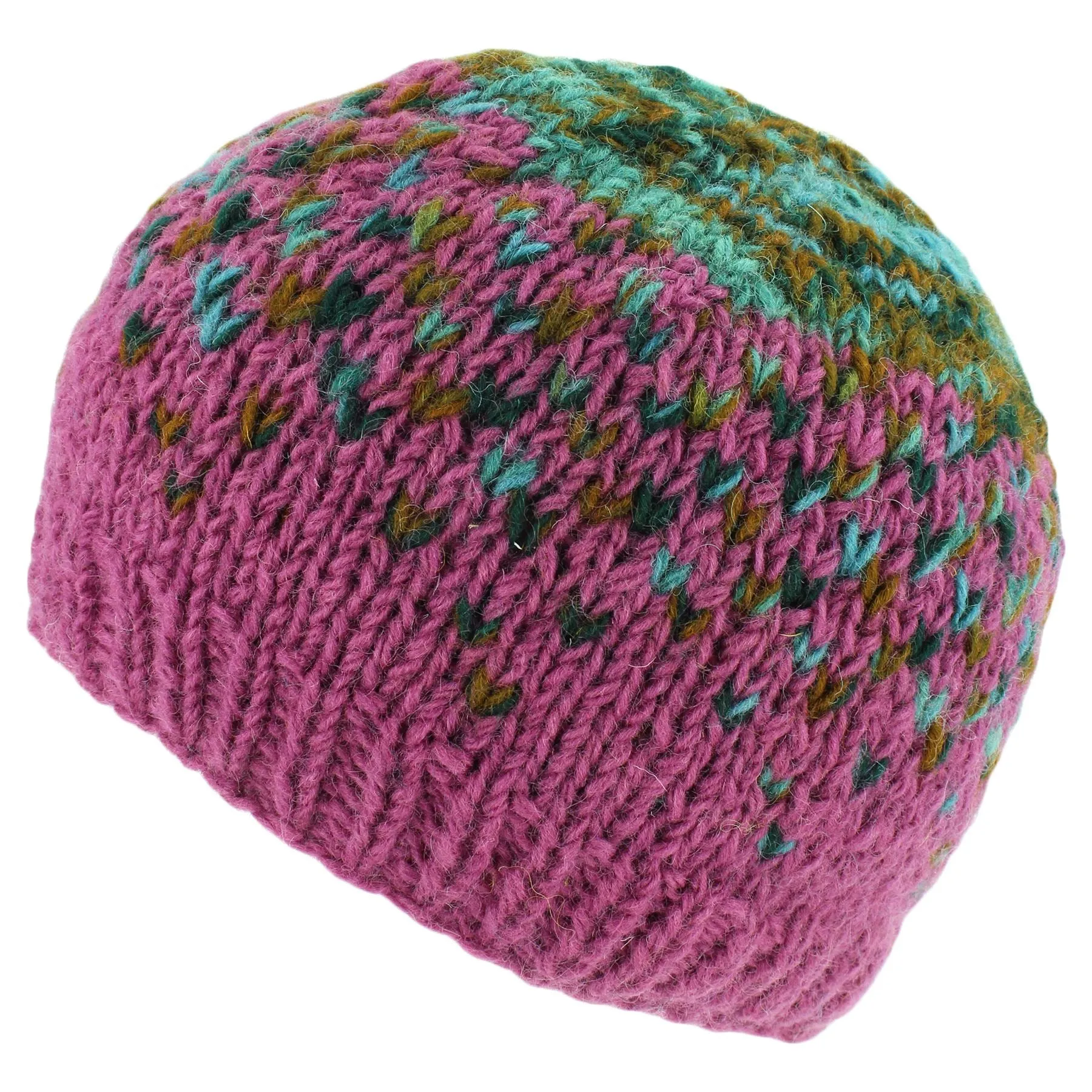 Wool Knit Beanie Hat - Magenta