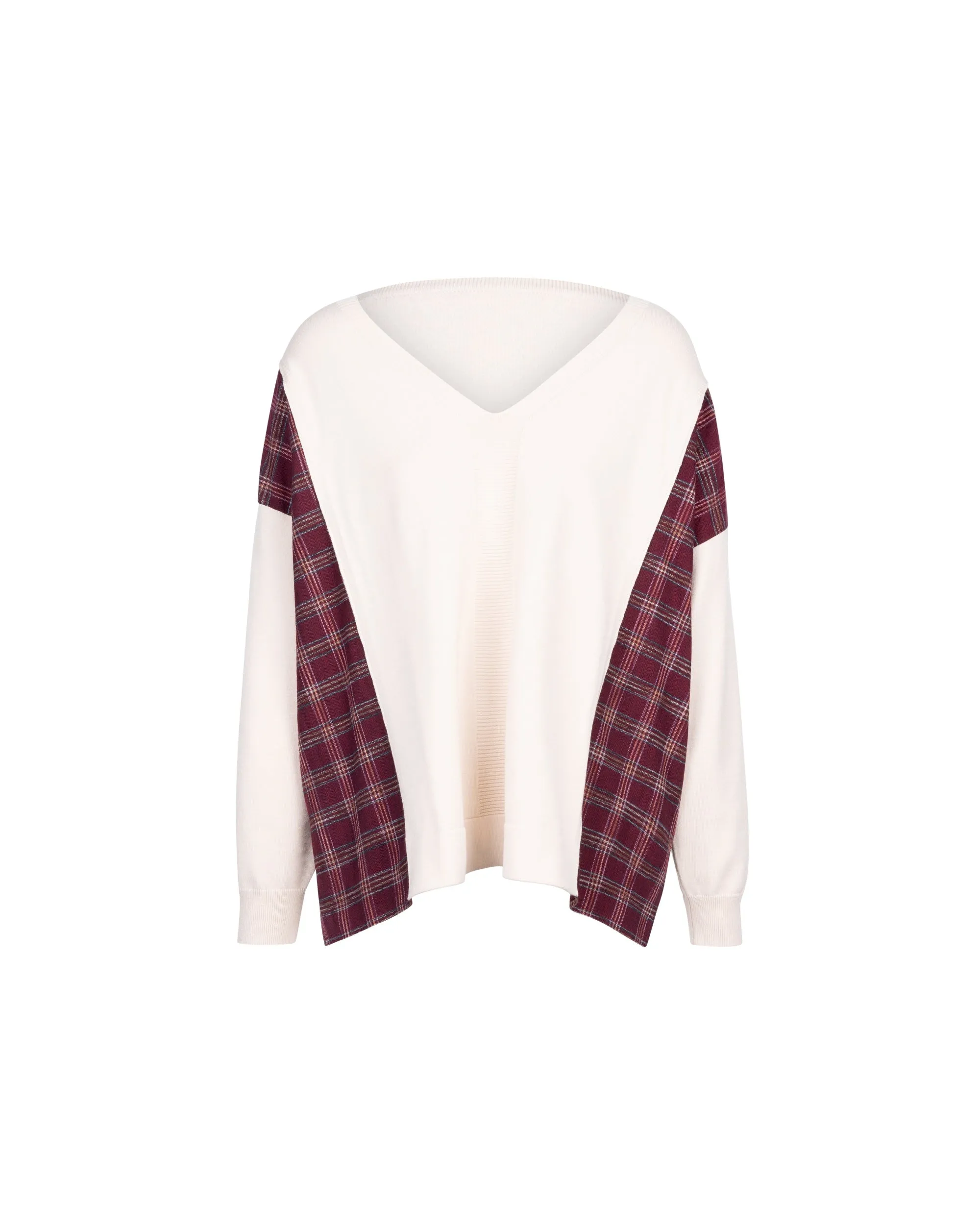 Xmas Capsule- Athena Check Side V Neck Knit Top