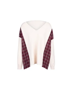 Xmas Capsule- Athena Check Side V Neck Knit Top